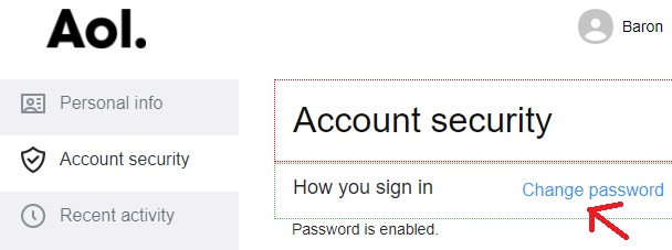 how to change password on aol mail account